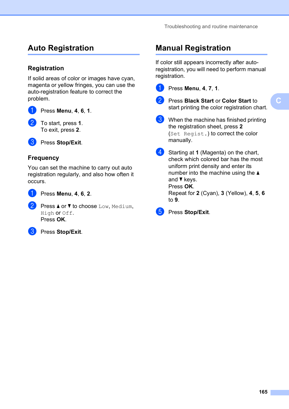 Auto registration, Manual registration, Auto registration manual registration | Cauto registration | Brother MFC-9120CN User Manual | Page 181 / 264