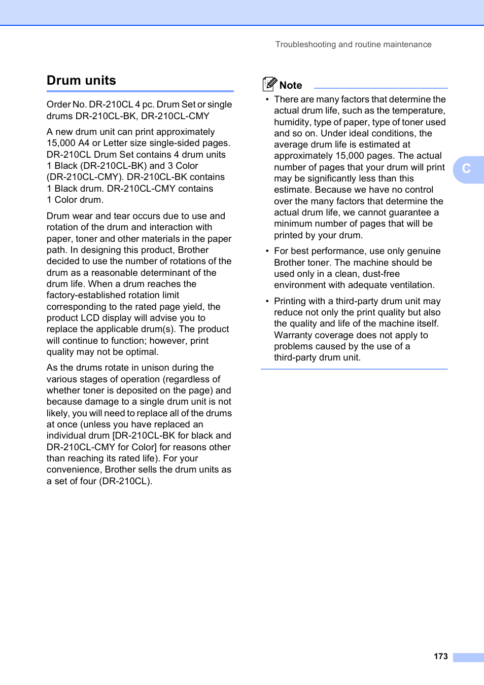 Drum units, Cdrum units | Brother MFC-9120CN User Manual | Page 189 / 264