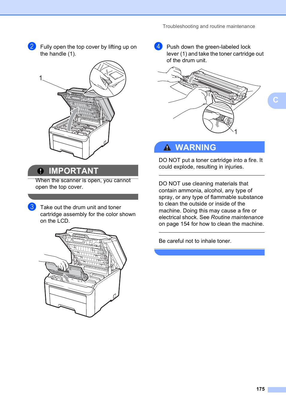 Important, Warning | Brother MFC-9120CN User Manual | Page 191 / 264