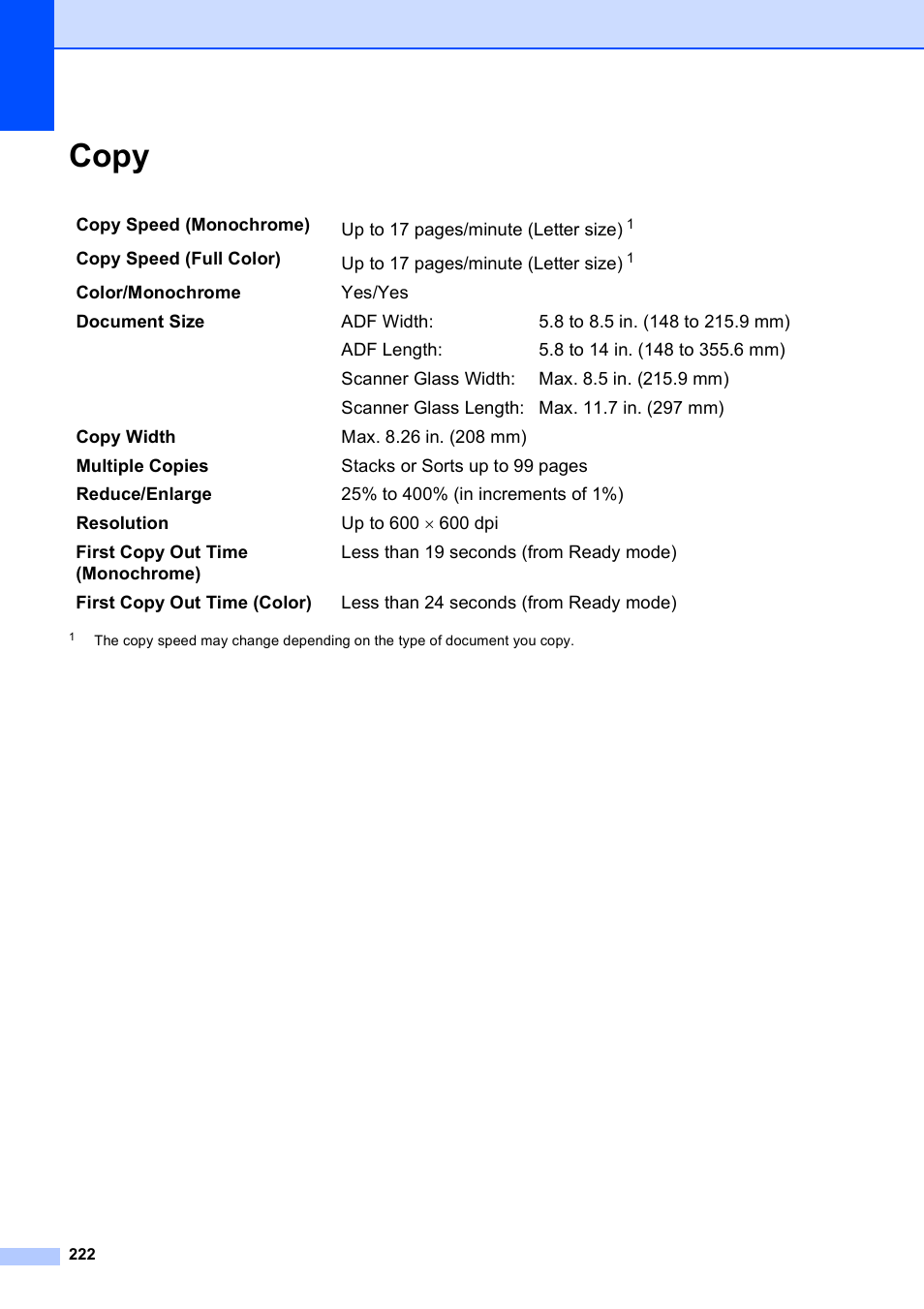 Copy | Brother MFC-9120CN User Manual | Page 238 / 264