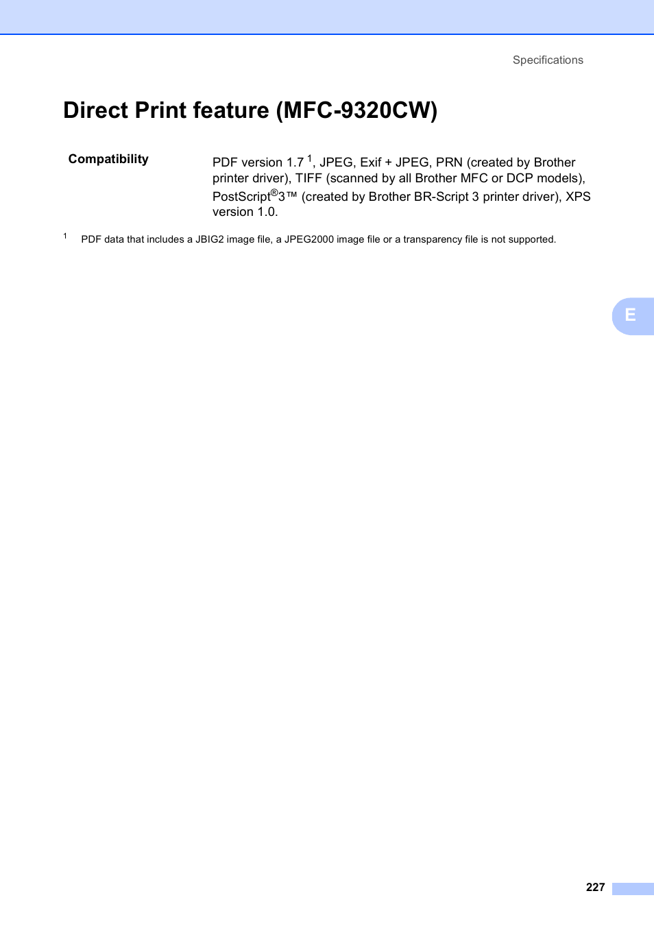 Direct print feature (mfc-9320cw) | Brother MFC-9120CN User Manual | Page 243 / 264