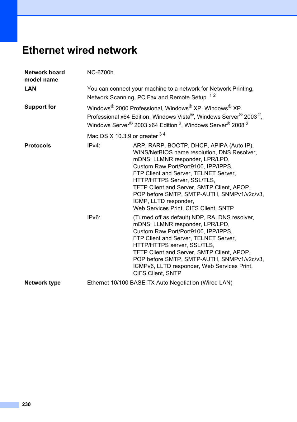 Ethernet wired network | Brother MFC-9120CN User Manual | Page 246 / 264