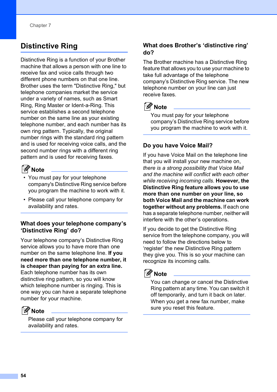 Distinctive ring, What does brother’s ‘distinctive ring’ do, Do you have voice mail | Brother MFC-9120CN User Manual | Page 70 / 264