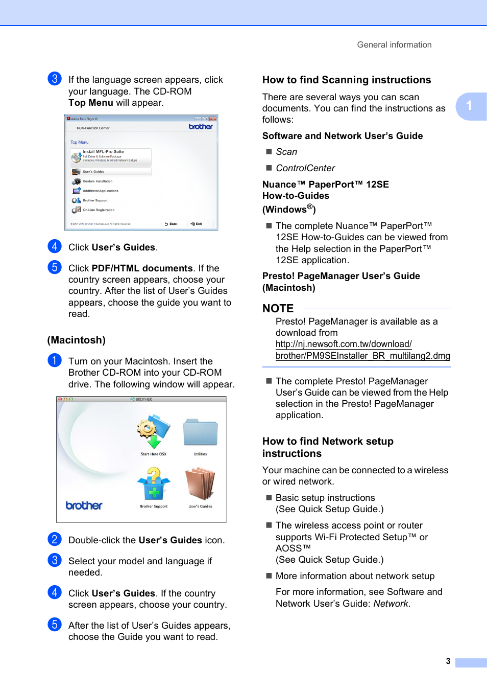 Macintosh), How to find scanning instructions, How to find network setup instructions | Brother MFC-J6720DW User Manual | Page 17 / 219