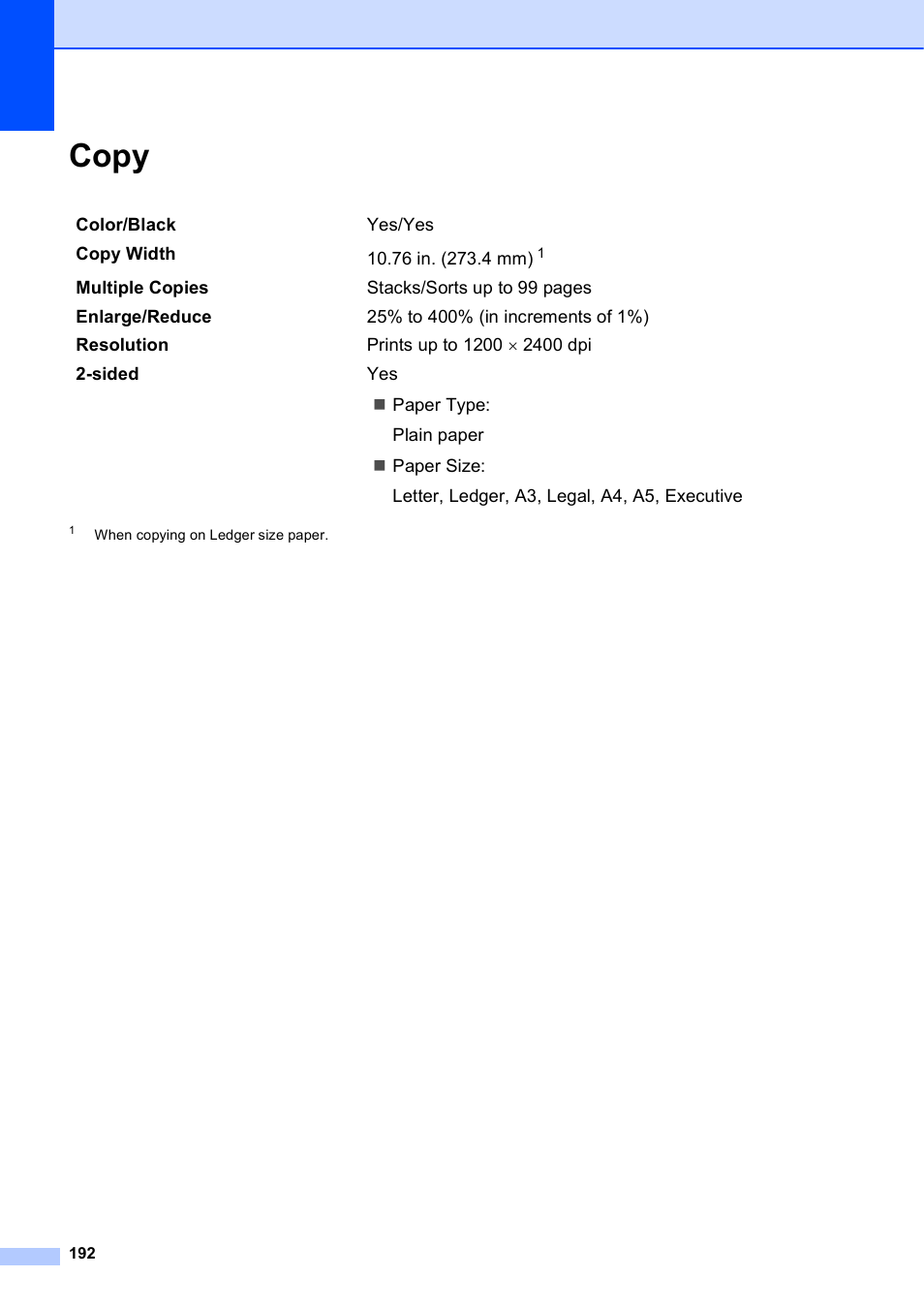 Copy | Brother MFC-J6720DW User Manual | Page 206 / 219