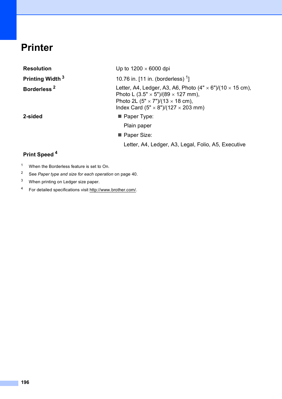 Printer | Brother MFC-J6720DW User Manual | Page 210 / 219