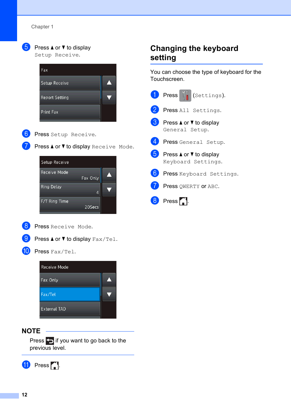 Changing the keyboard setting | Brother MFC-J6720DW User Manual | Page 26 / 219