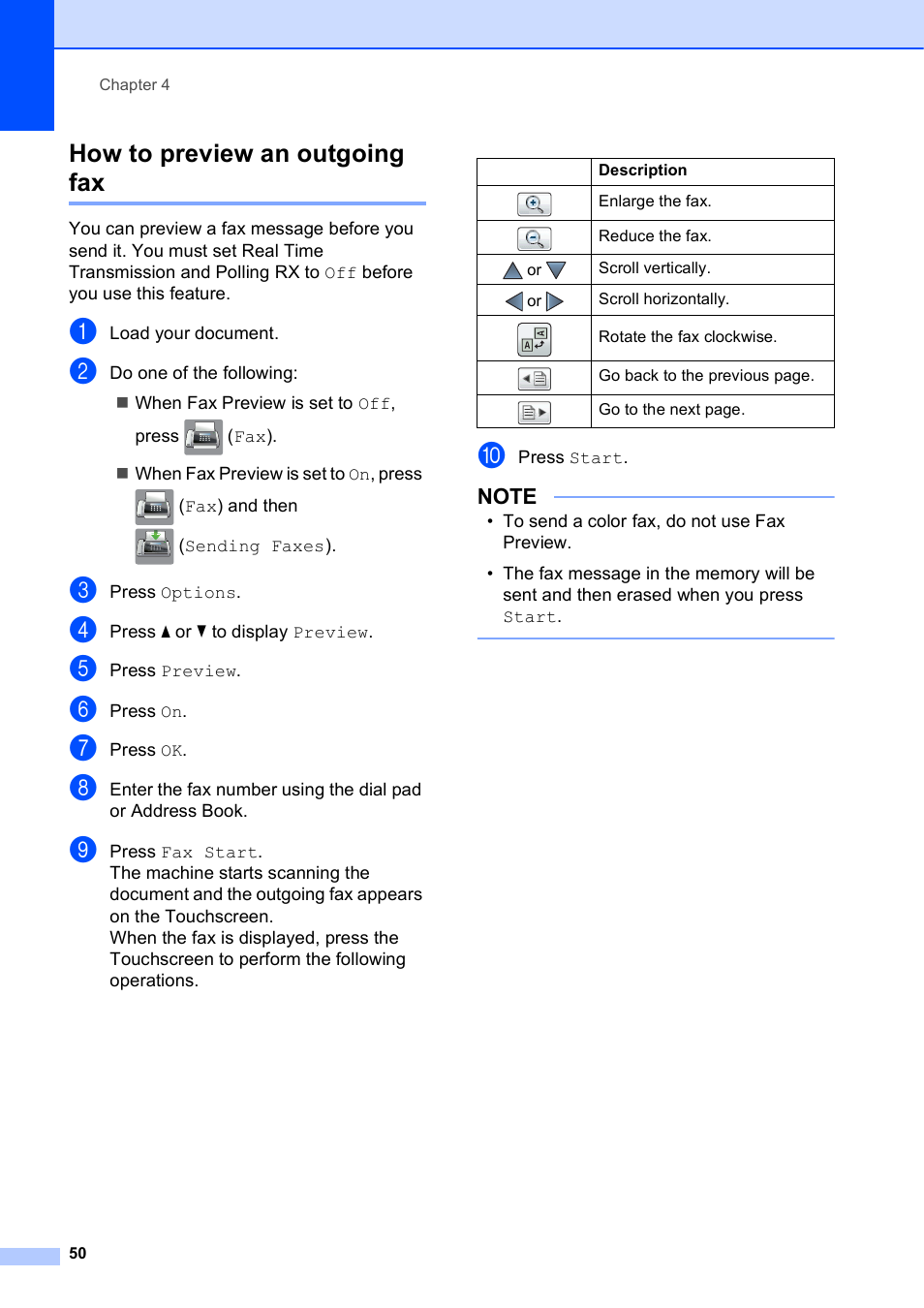 How to preview an outgoing fax | Brother MFC-J6720DW User Manual | Page 64 / 219