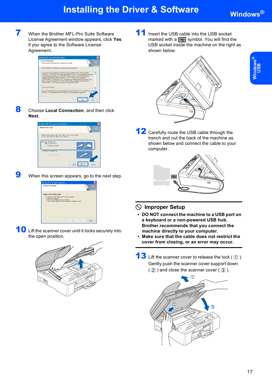 Installing the driver & software, Windows | Brother MFC-5860CN User Manual | Page 19 / 34