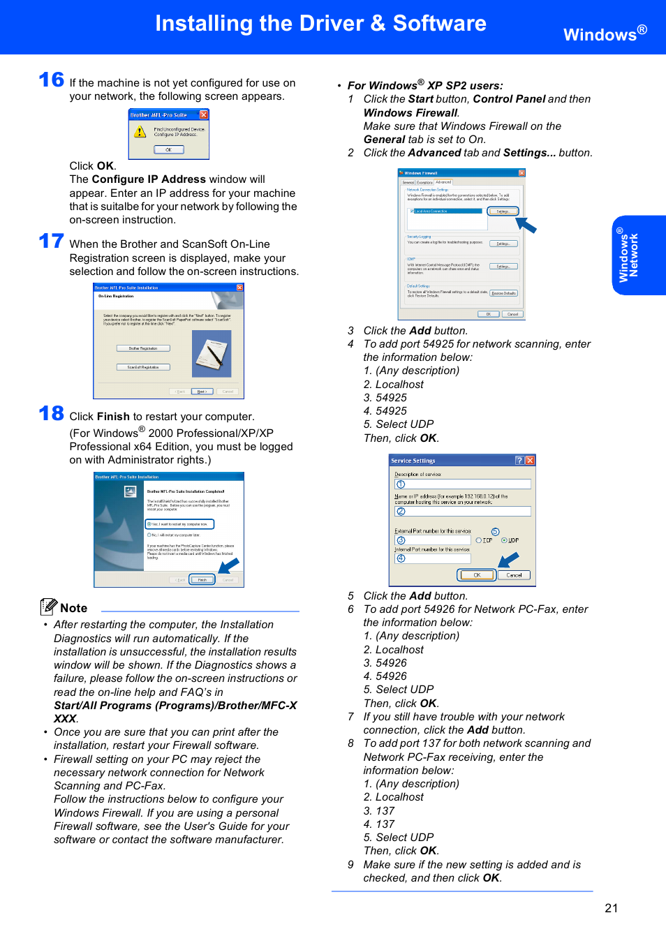 Installing the driver & software, Windows | Brother MFC-5860CN User Manual | Page 23 / 34