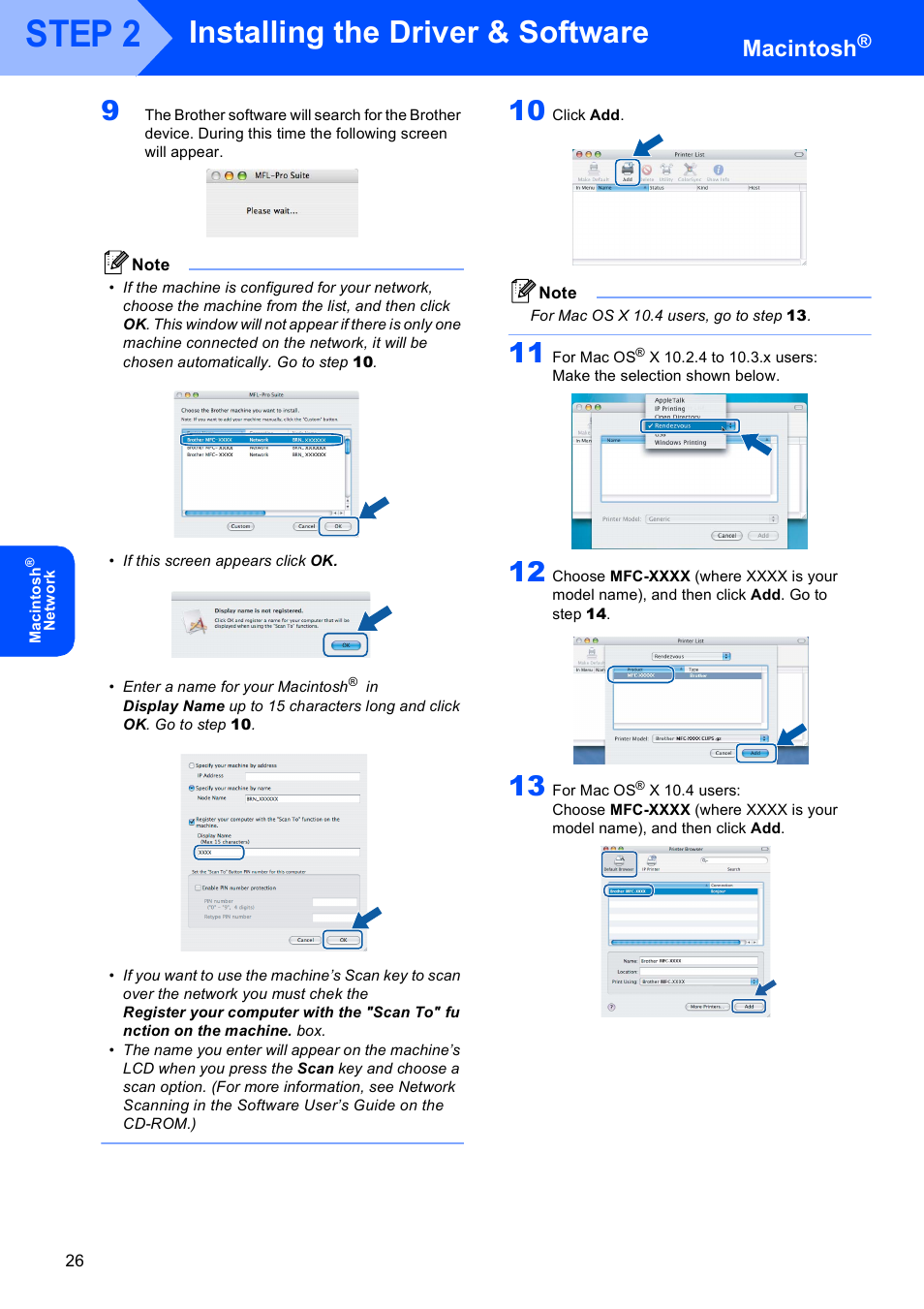 Step 2, Installing the driver & software, Macintosh | Brother MFC-5860CN User Manual | Page 28 / 34