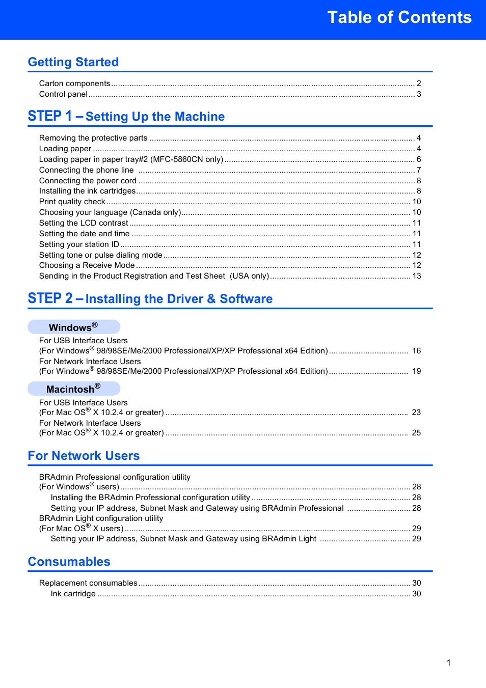 Brother MFC-5860CN User Manual | Page 3 / 34