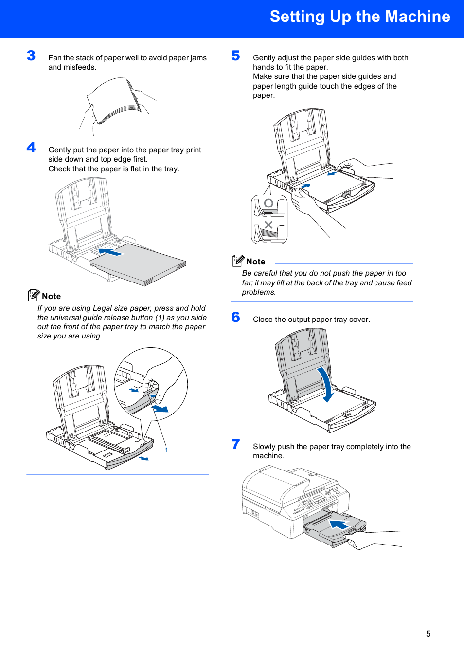 Setting up the machine | Brother MFC-5860CN User Manual | Page 7 / 34