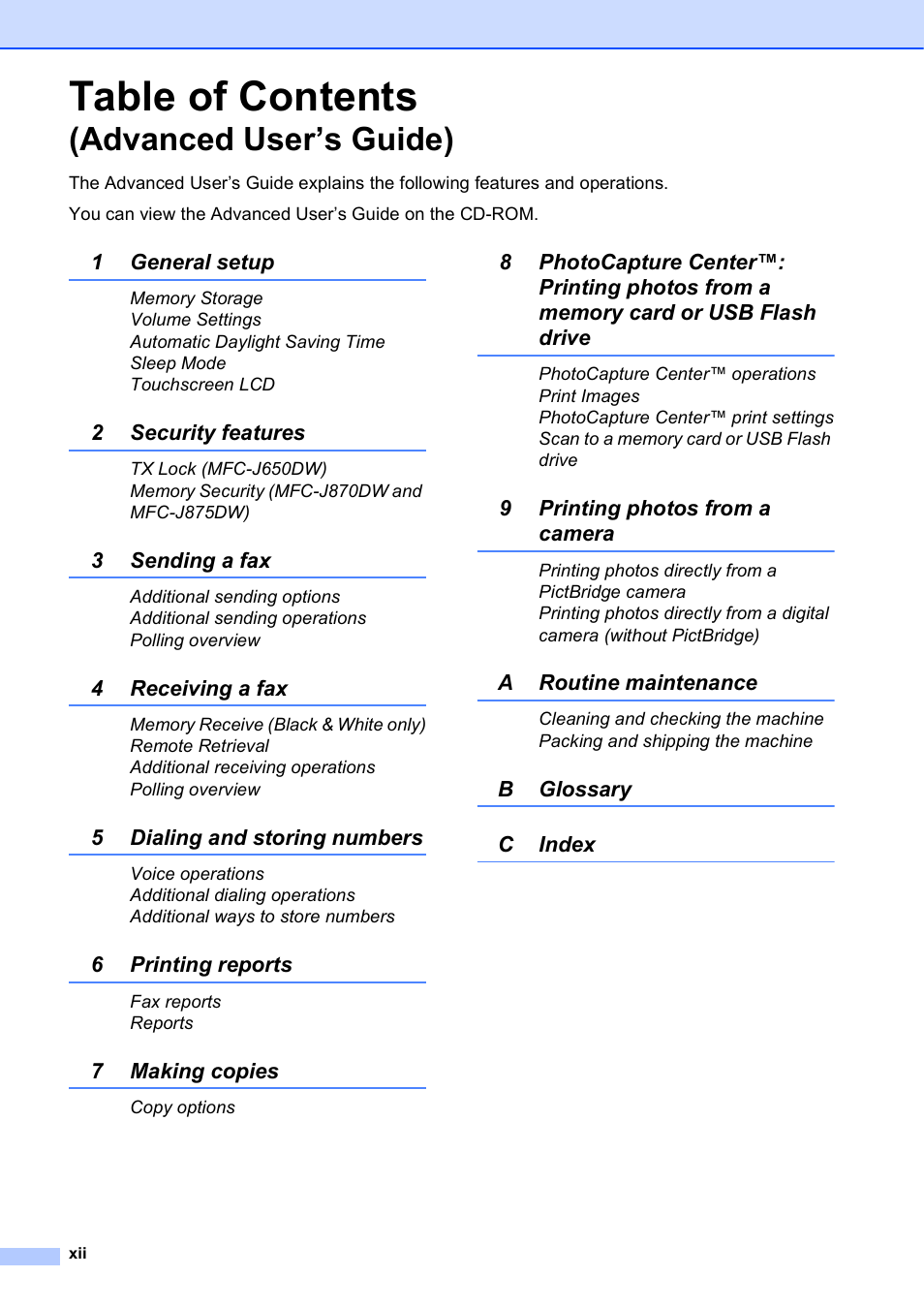 Brother MFC-J650DW User Manual | Page 14 / 203