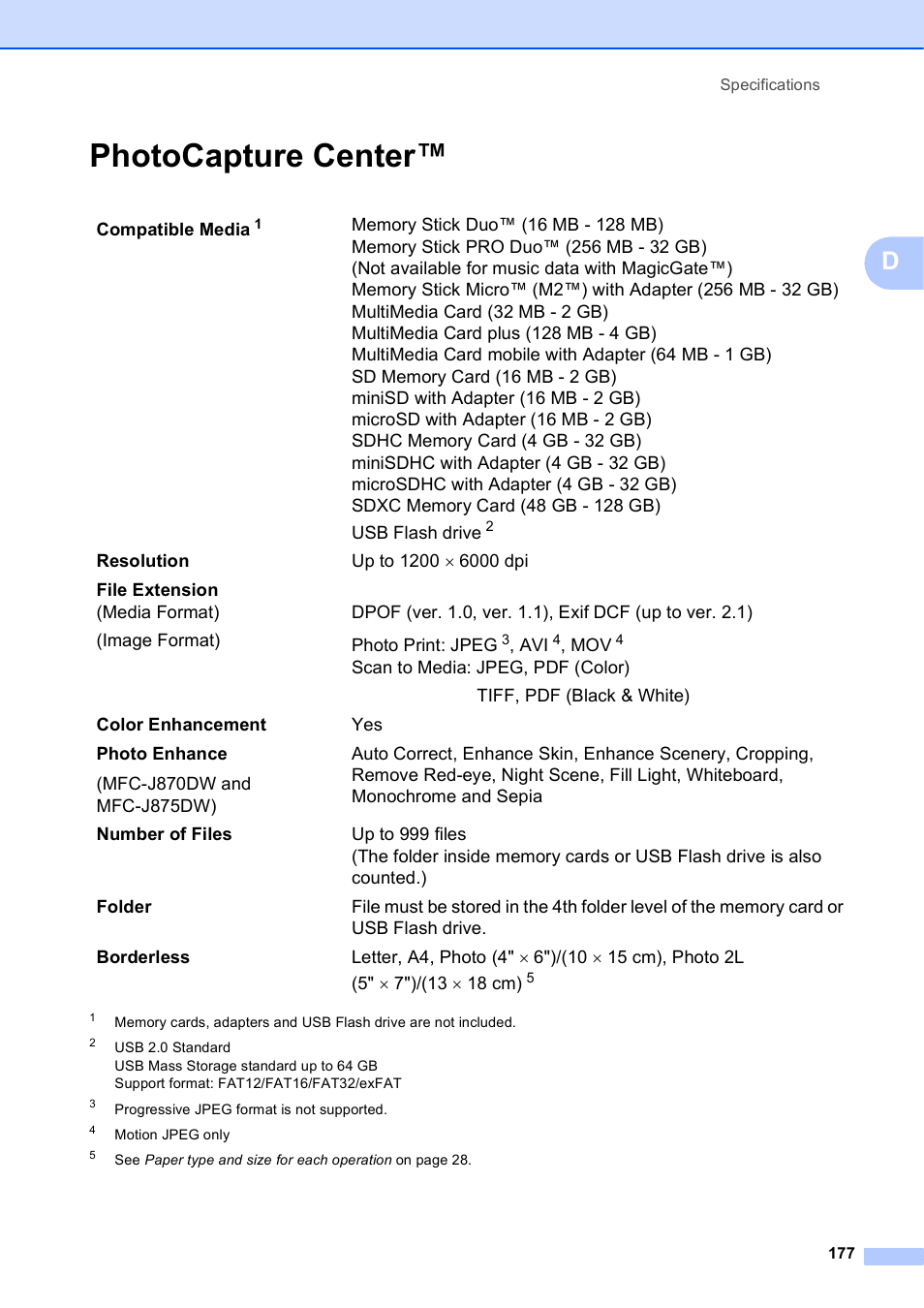 Photocapture center | Brother MFC-J650DW User Manual | Page 191 / 203