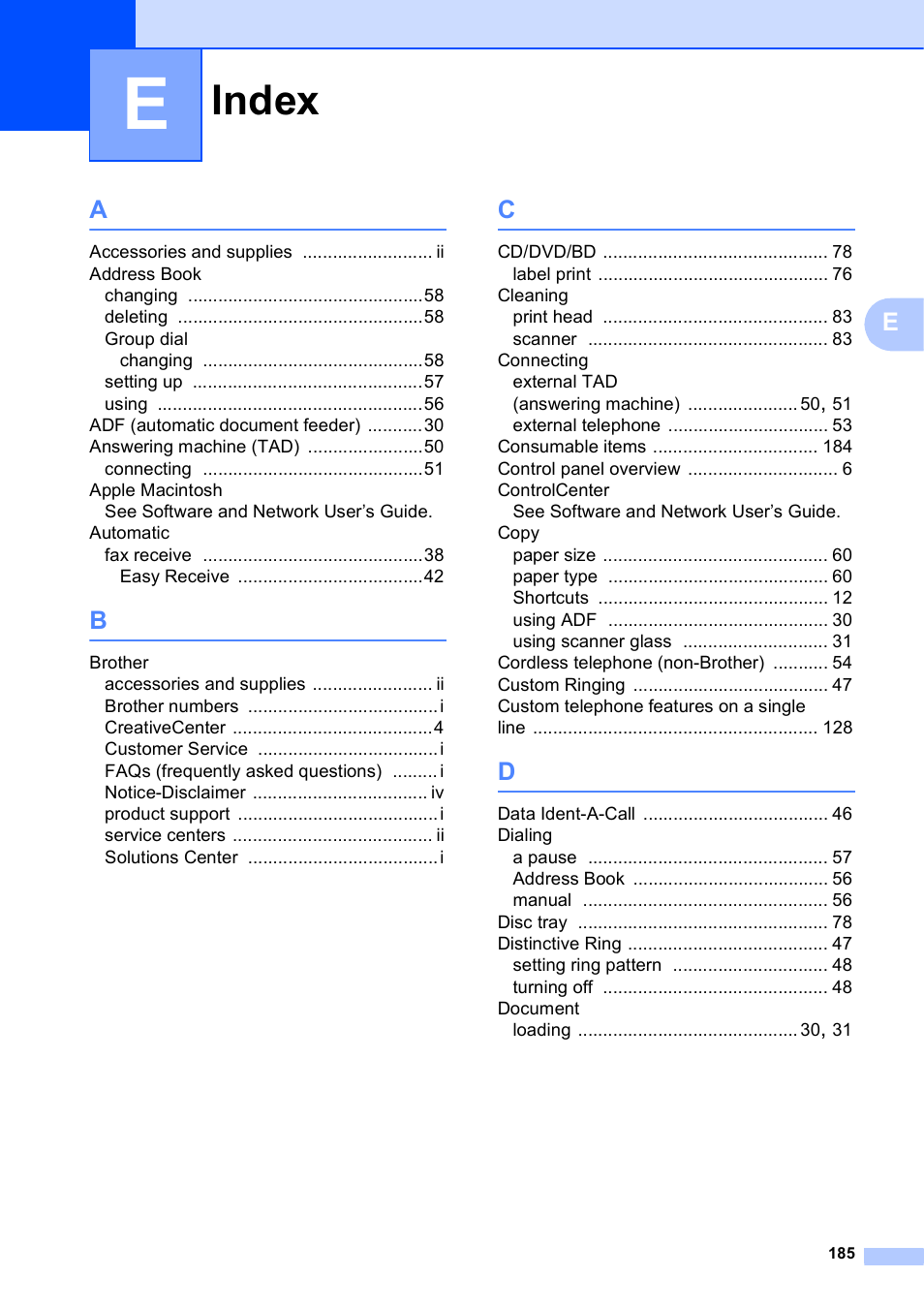 Index | Brother MFC-J650DW User Manual | Page 199 / 203