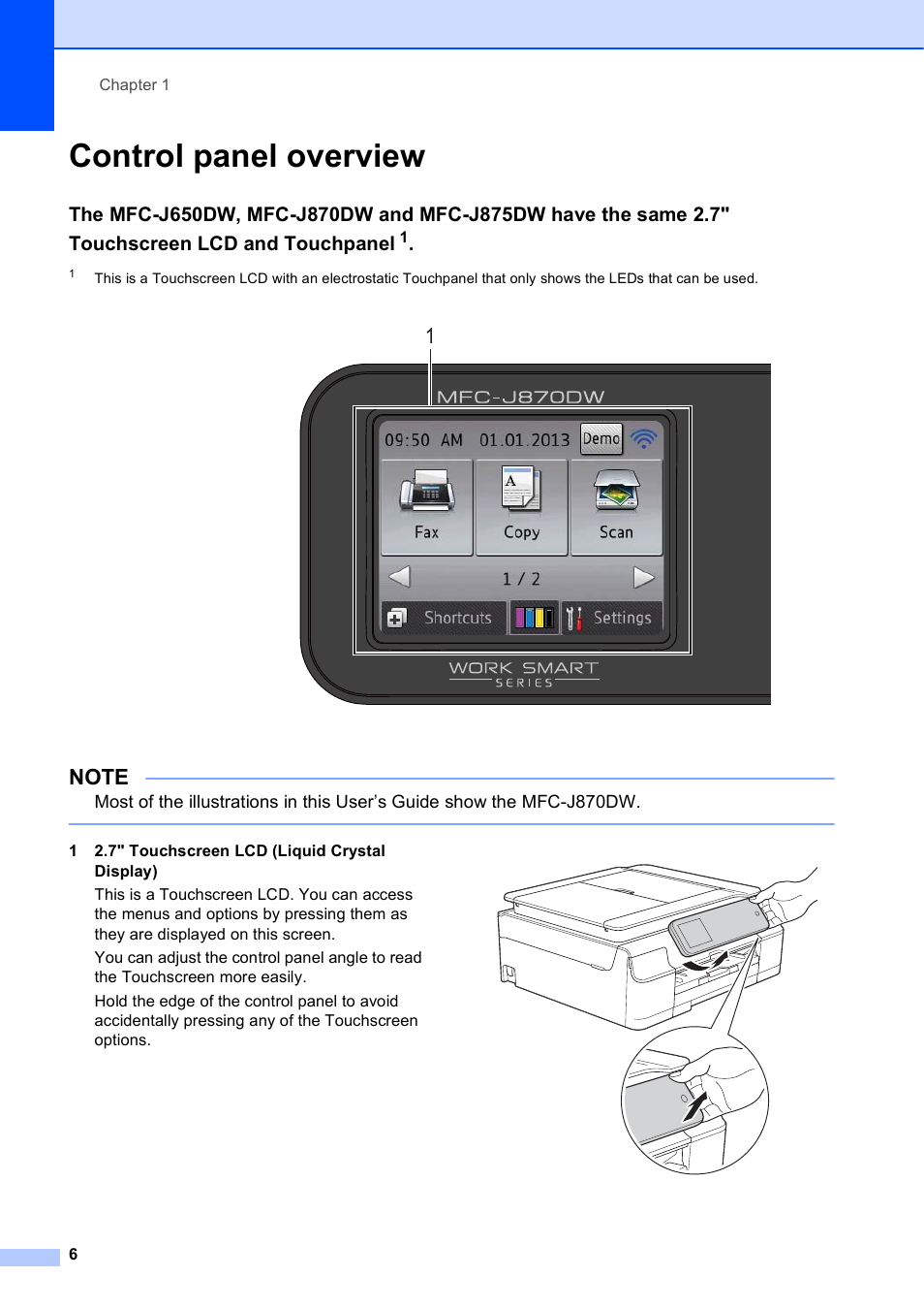 Control panel overview | Brother MFC-J650DW User Manual | Page 20 / 203