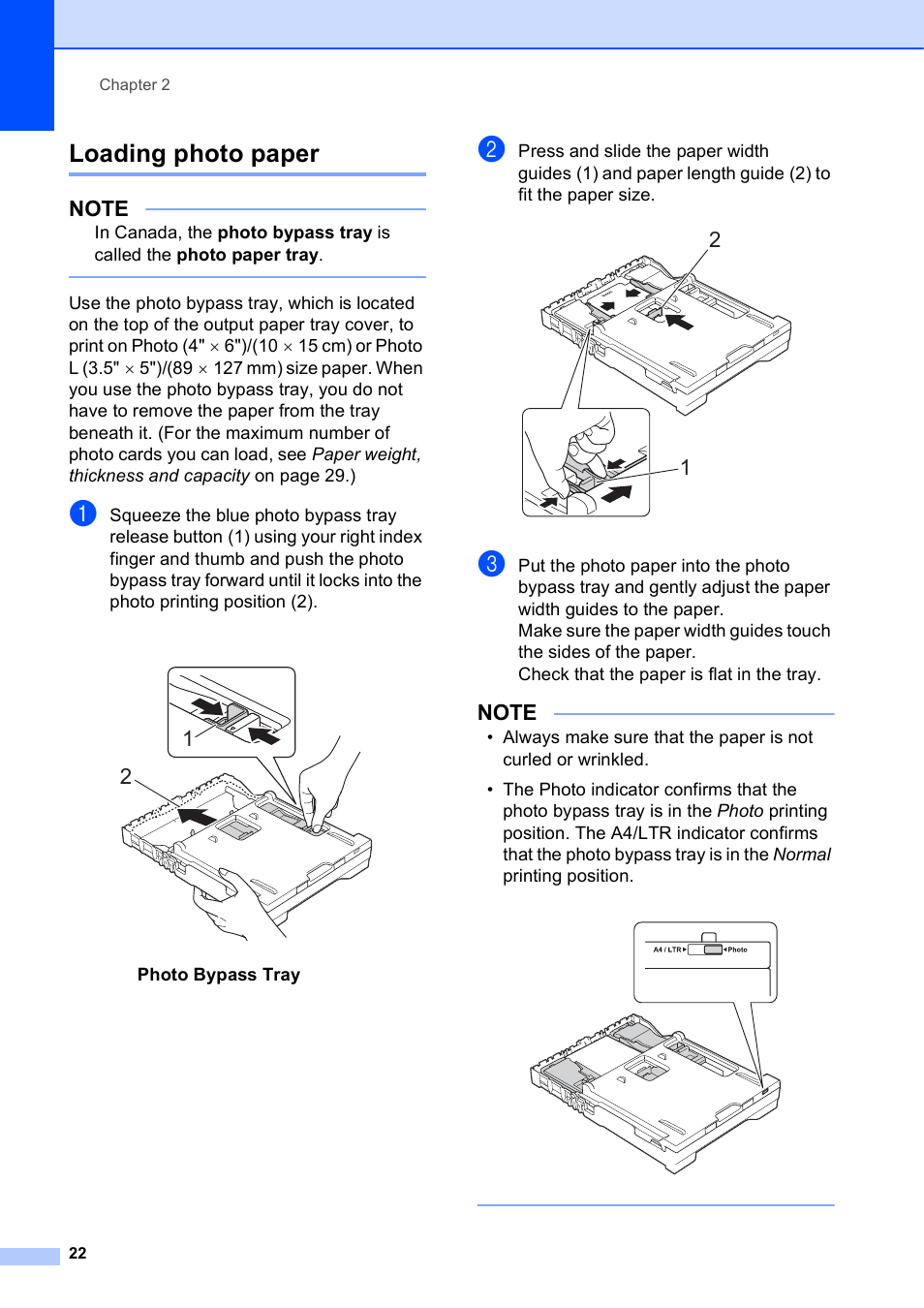 Loading photo paper | Brother MFC-J650DW User Manual | Page 36 / 203