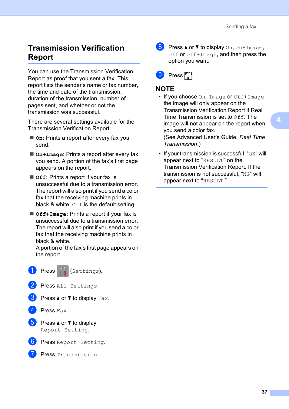Transmission verification report, 4transmission verification report | Brother MFC-J650DW User Manual | Page 51 / 203