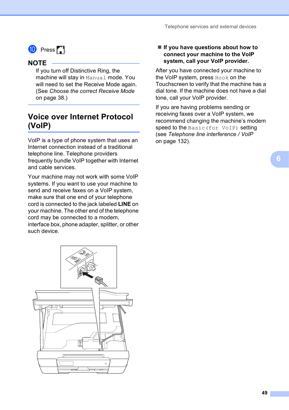 Voice over internet protocol (voip) | Brother MFC-J650DW User Manual | Page 63 / 203