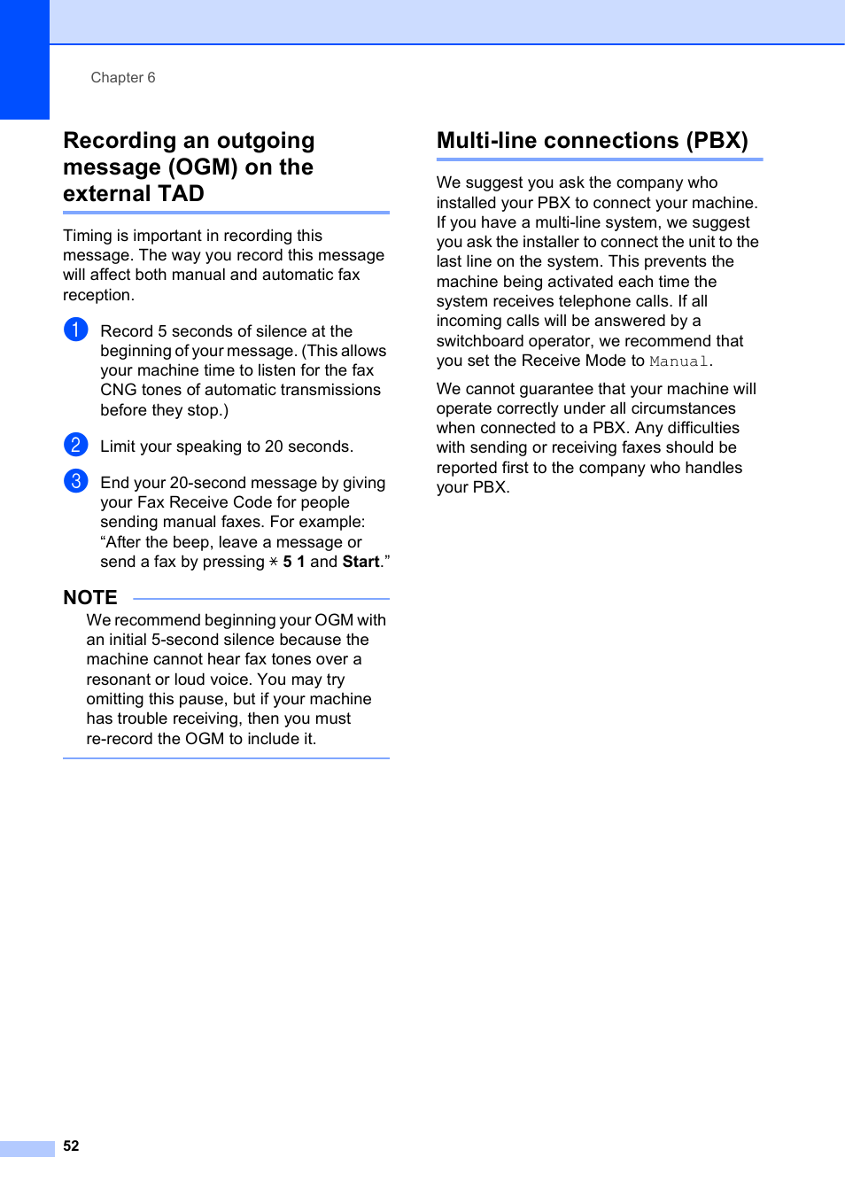 Multi-line connections (pbx) | Brother MFC-J650DW User Manual | Page 66 / 203