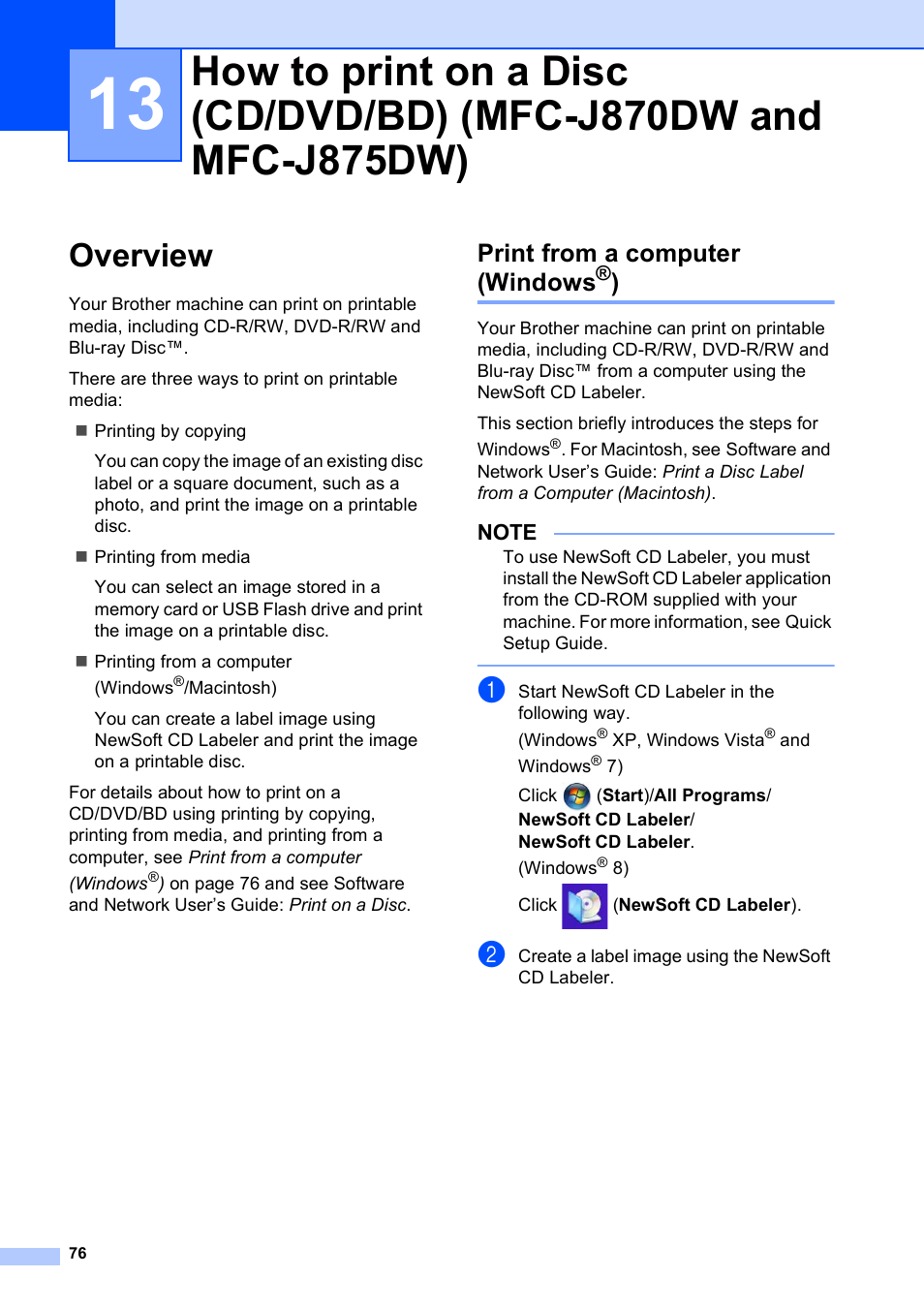 Overview, Print from a computer (windows®), Print from a computer (windows | Brother MFC-J650DW User Manual | Page 90 / 203
