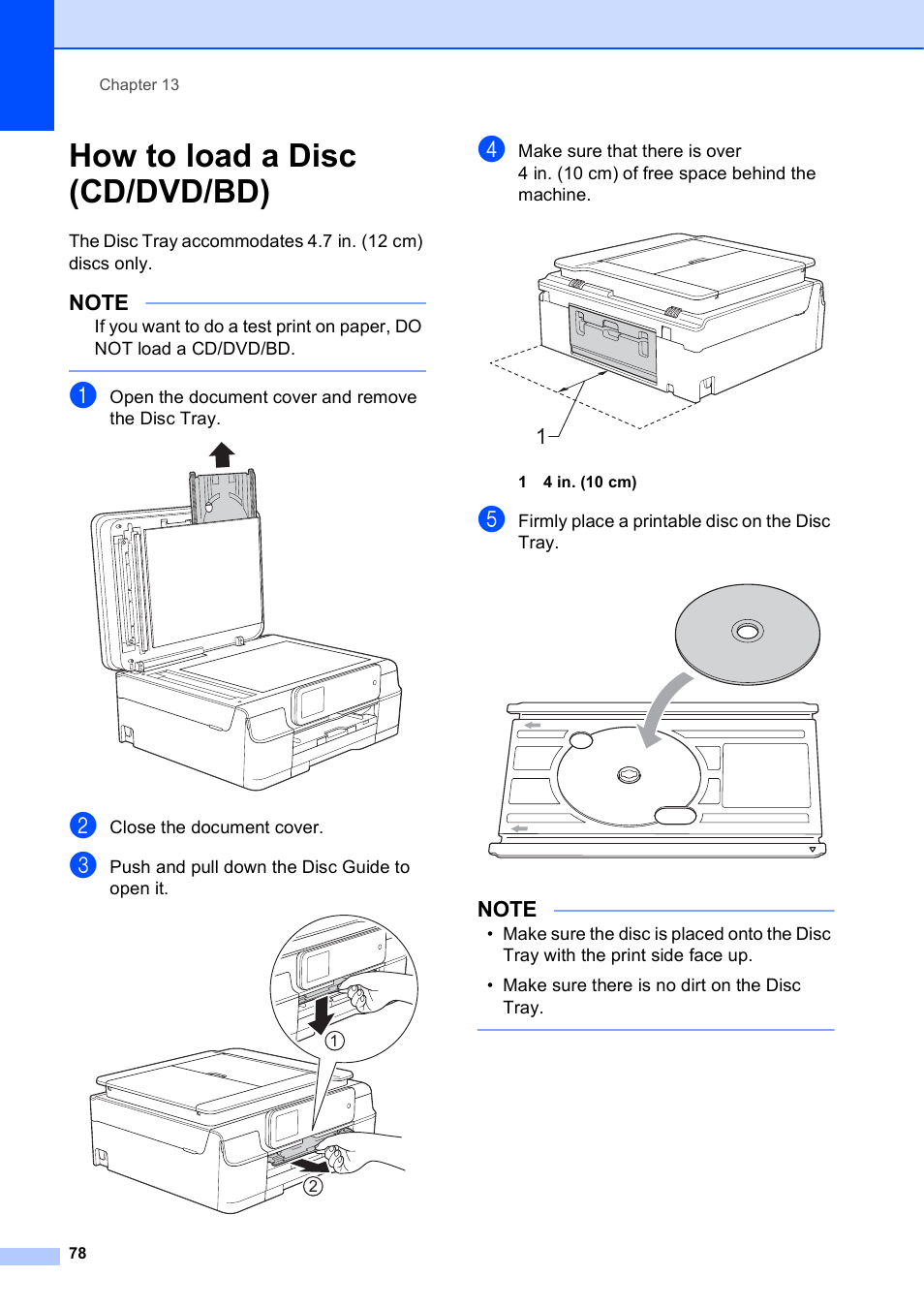 How to load a disc (cd/dvd/bd) | Brother MFC-J650DW User Manual | Page 92 / 203