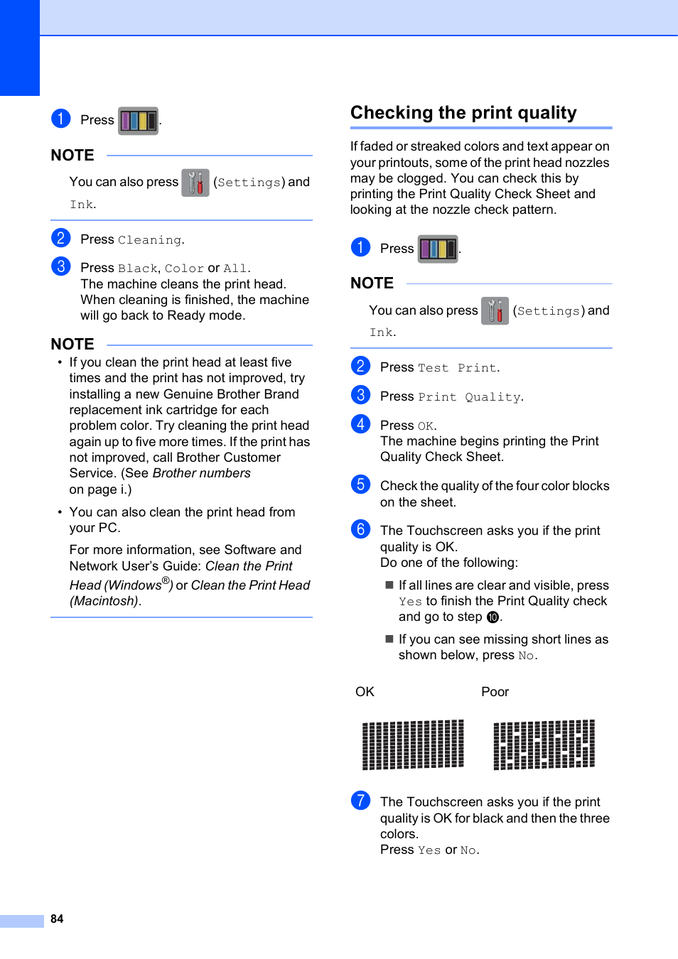 Checking the print quality | Brother MFC-J650DW User Manual | Page 98 / 203