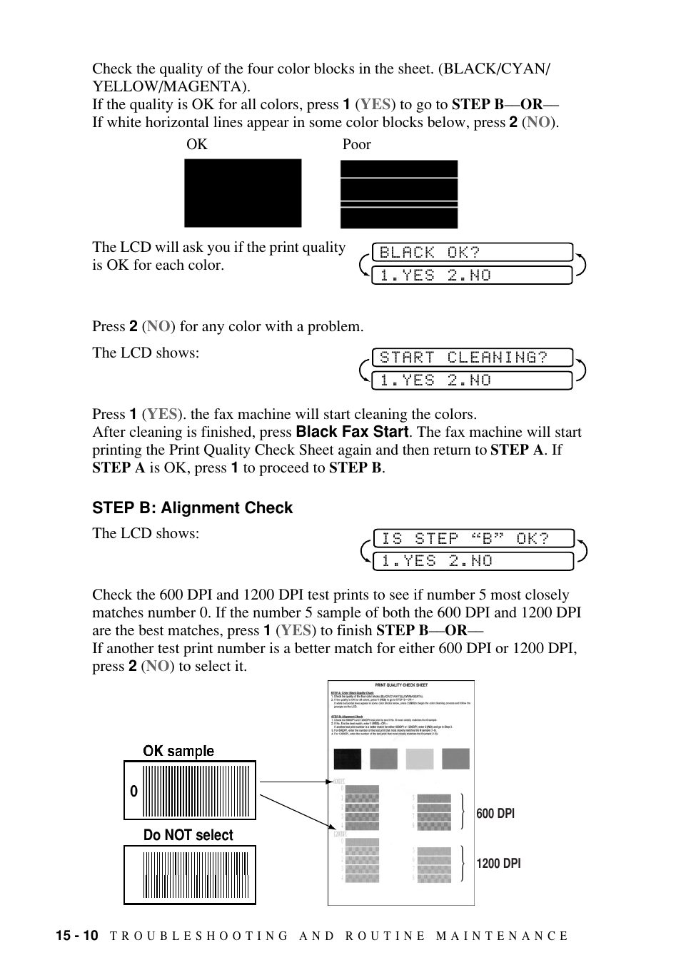 Step b: alignment check, Step b: alignment check -10 | Brother FAX-1800C User Manual | Page 122 / 144