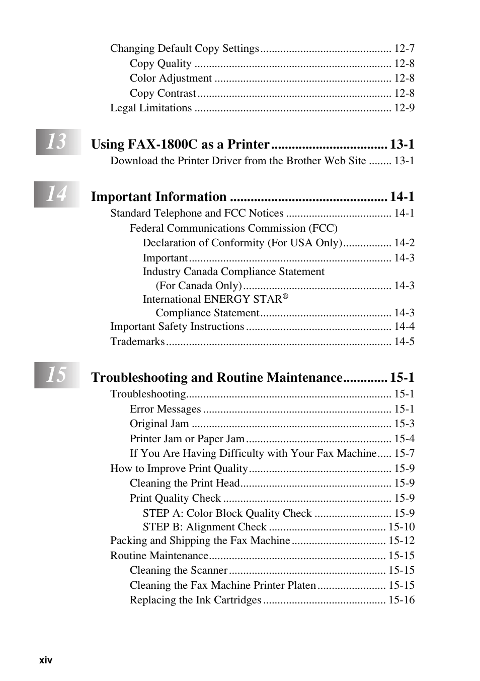 Brother FAX-1800C User Manual | Page 16 / 144
