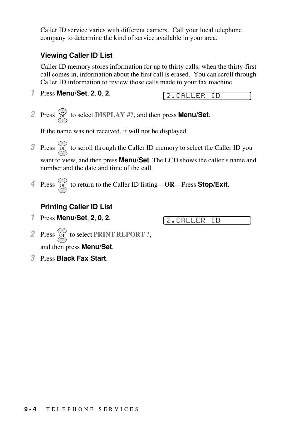 Viewing caller id list, Printing caller id list | Brother FAX-1800C User Manual | Page 90 / 144