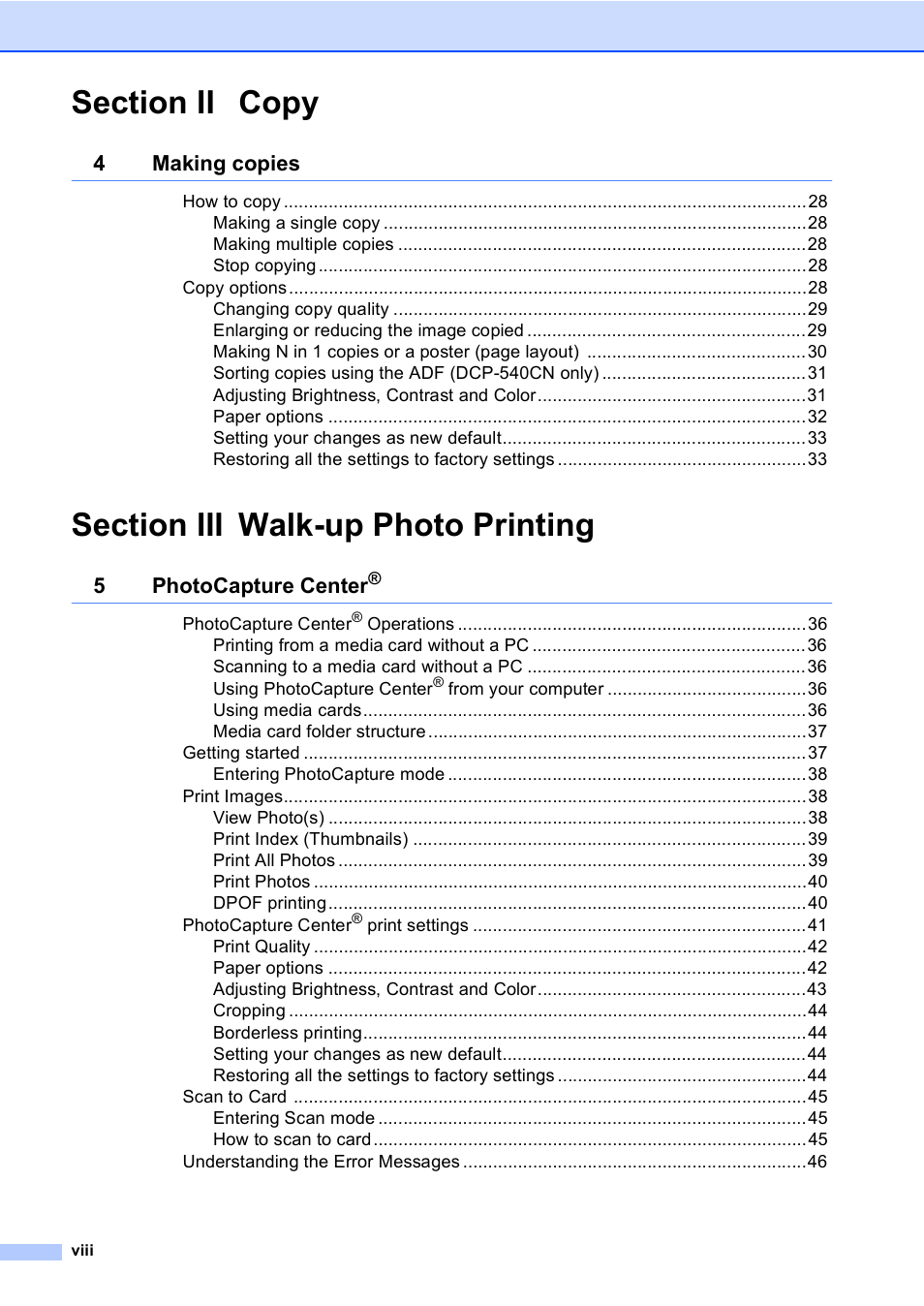 Brother DCP-330C User Manual | Page 10 / 116