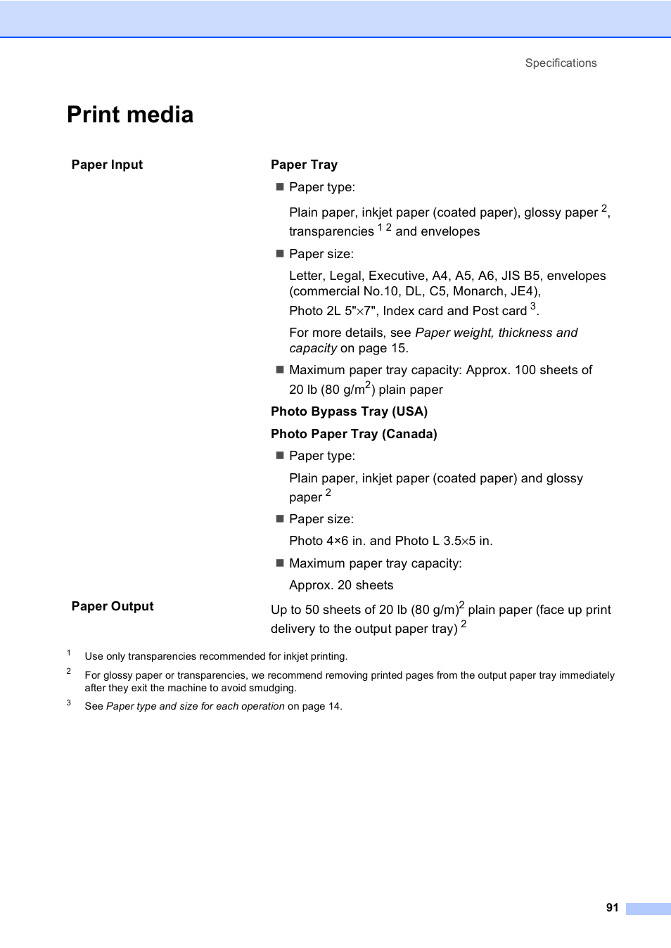 Print media | Brother DCP-330C User Manual | Page 103 / 116