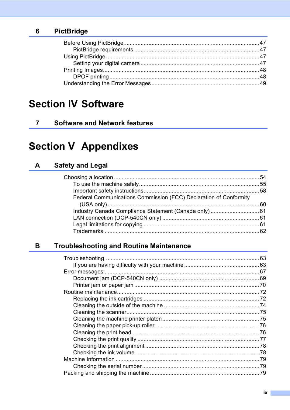 Brother DCP-330C User Manual | Page 11 / 116