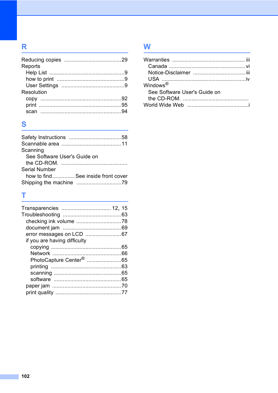 Brother DCP-330C User Manual | Page 114 / 116