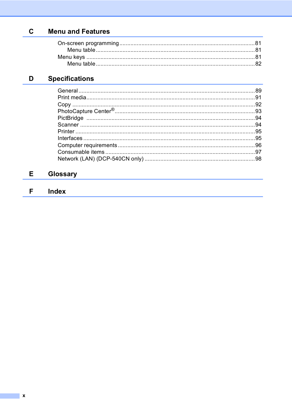 Brother DCP-330C User Manual | Page 12 / 116