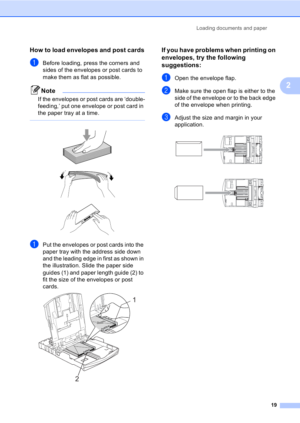 How to load envelopes and post cards | Brother DCP-330C User Manual | Page 31 / 116