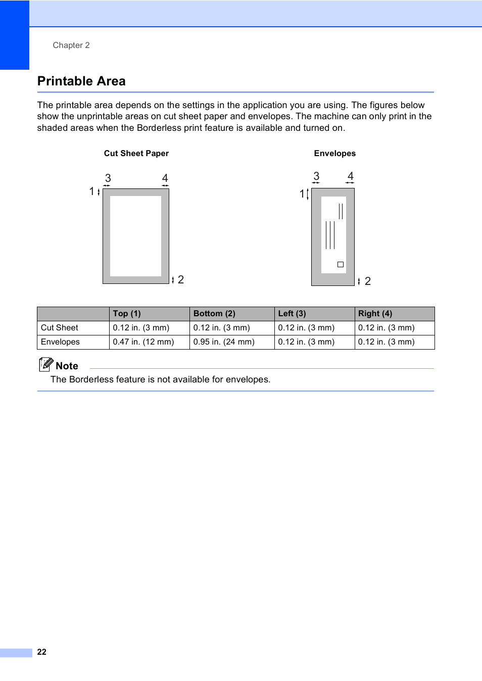 Printable area | Brother DCP-330C User Manual | Page 34 / 116
