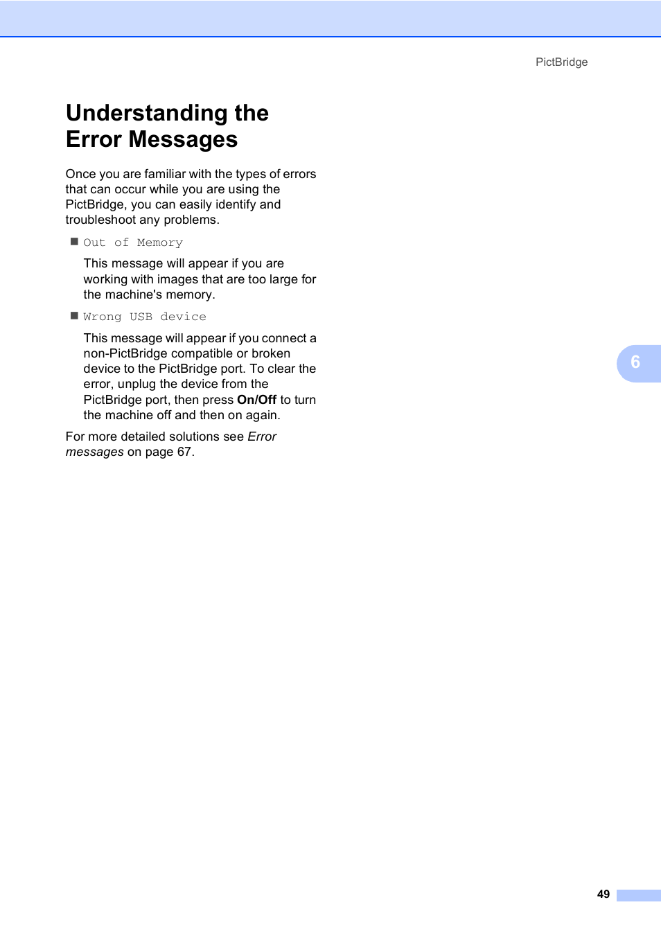 Understanding the error messages | Brother DCP-330C User Manual | Page 61 / 116