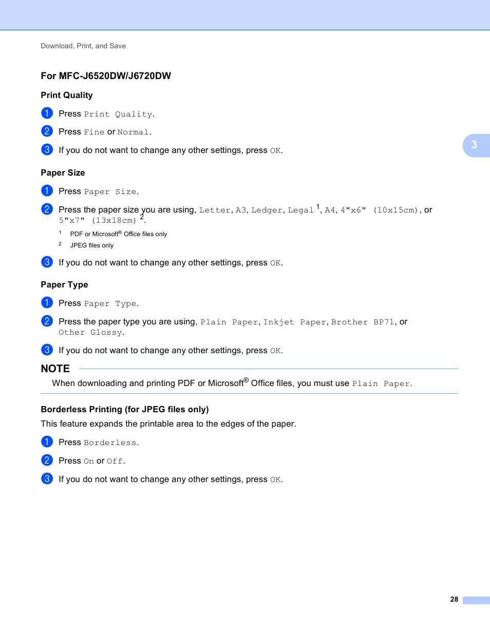 For mfc-j6520dw/j6720dw | Brother MFC-J6520DW User Manual | Page 32 / 56