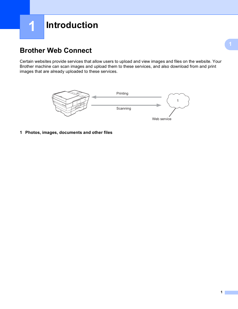 1 introduction, Brother web connect, Introduction | Brother MFC-J6520DW User Manual | Page 5 / 56