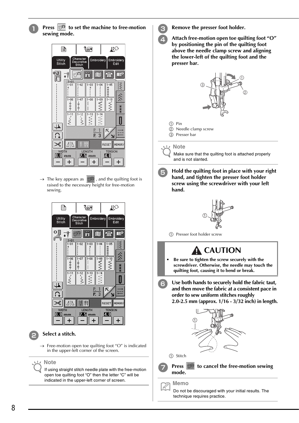 Caution | Brother Innov-is 2800D User Manual | Page 10 / 40