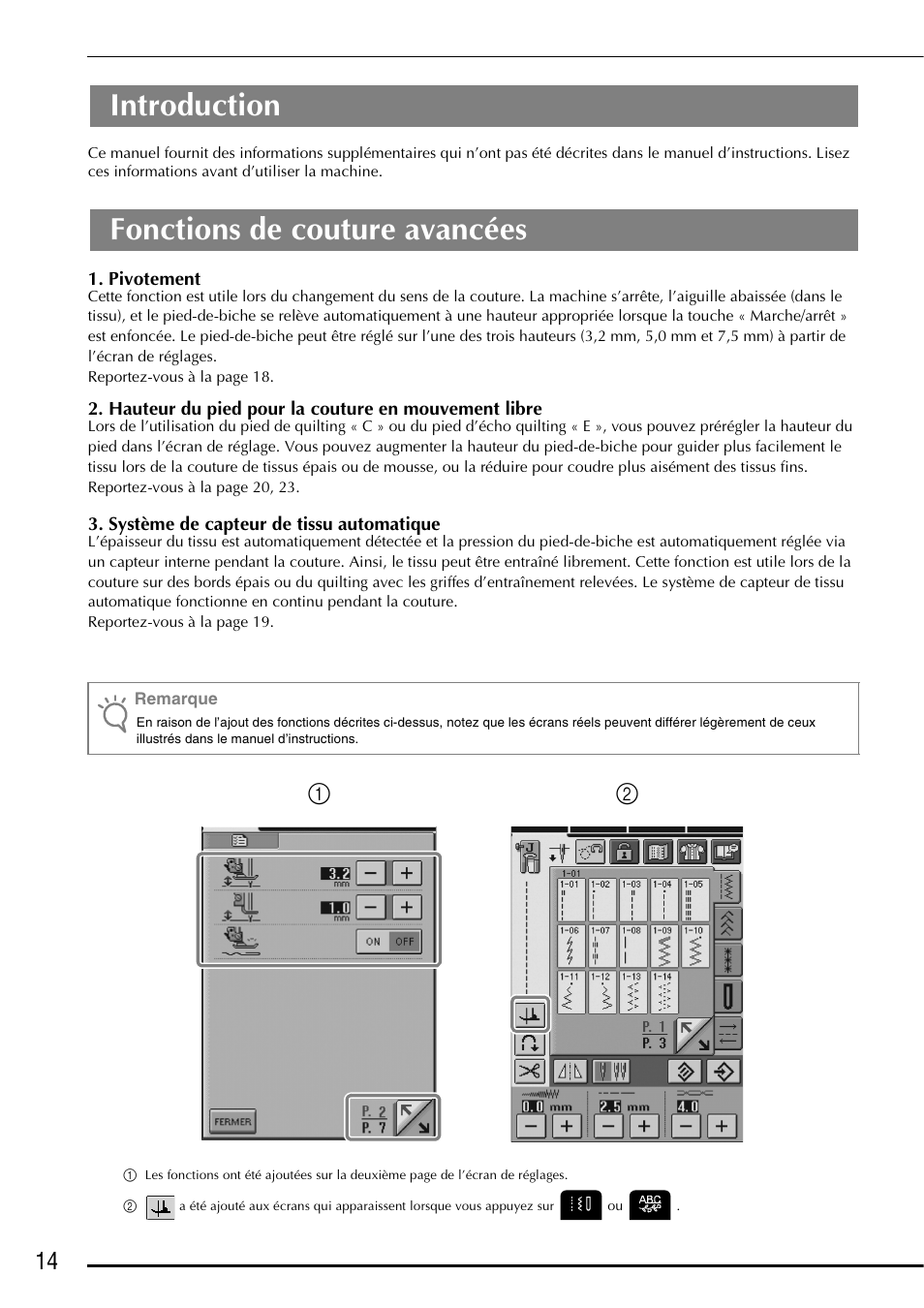 Introduction fonctions de couture avancées, Introduction, Fonctions de couture avancées | Brother Innov-is 2800D User Manual | Page 16 / 40