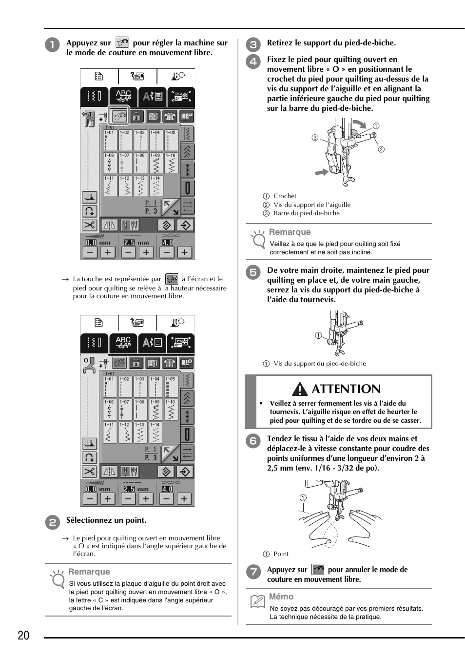 Attention | Brother Innov-is 2800D User Manual | Page 22 / 40