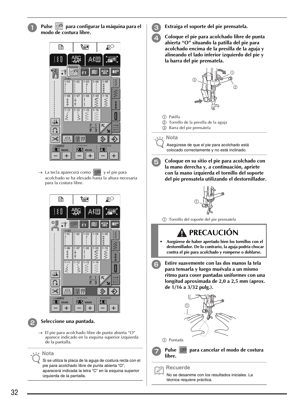 Precaución | Brother Innov-is 2800D User Manual | Page 34 / 40