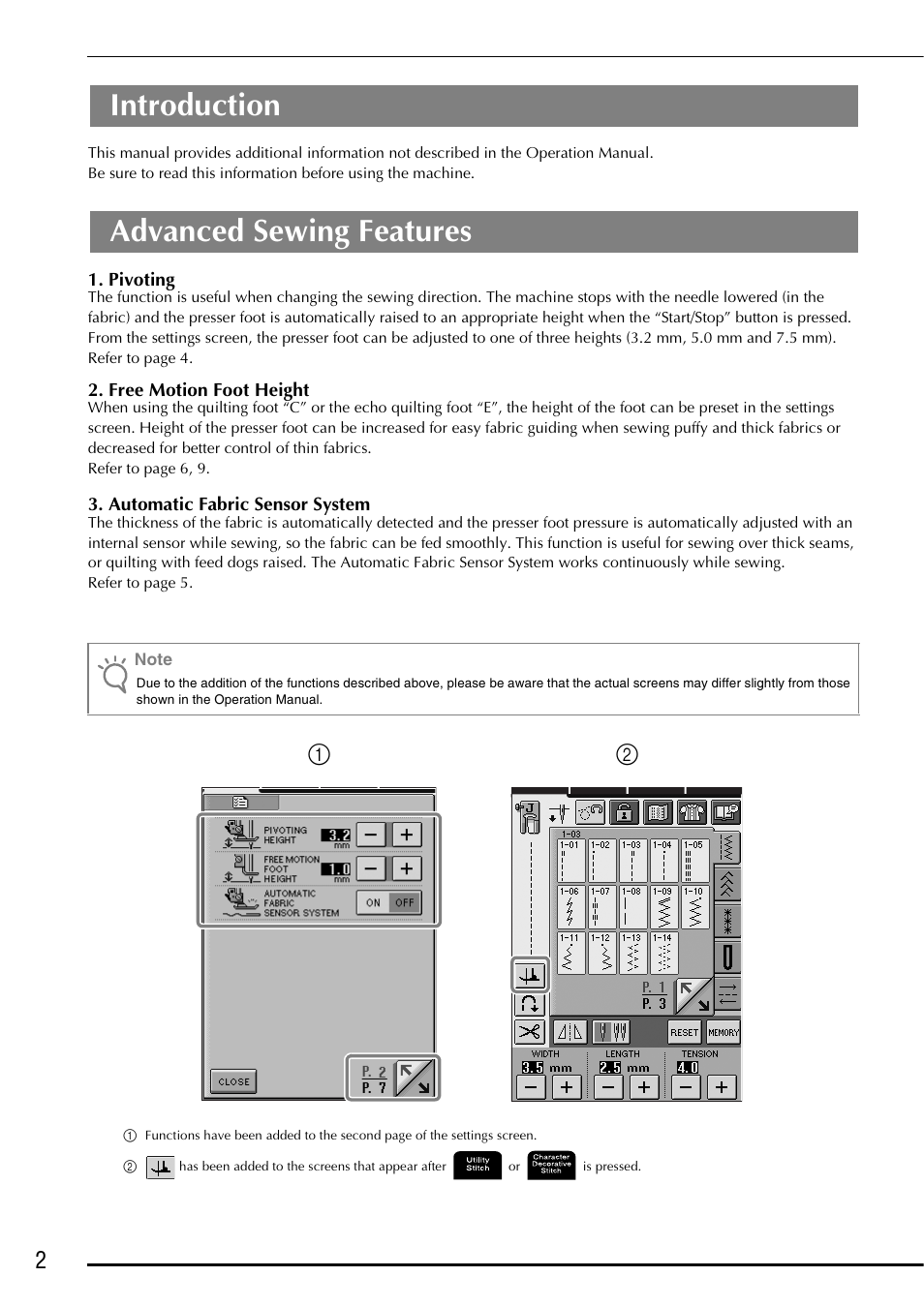 Introduction advanced sewing features, Introduction, Advanced sewing features | Brother Innov-is 2800D User Manual | Page 4 / 40