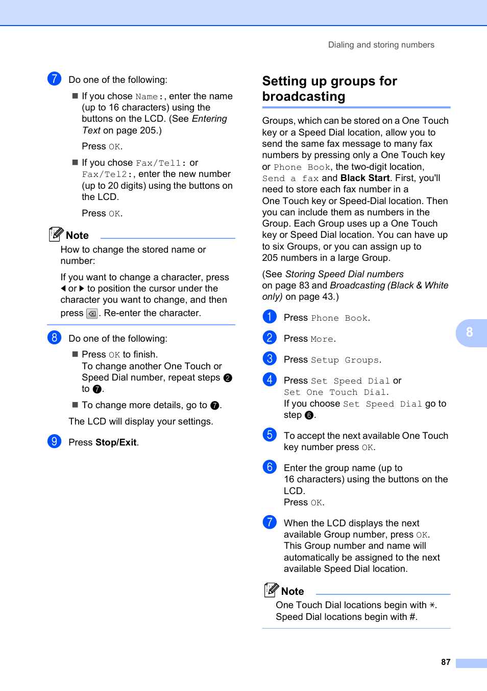 Setting up groups for broadcasting | Brother MFC 6890CDW User Manual | Page 103 / 248