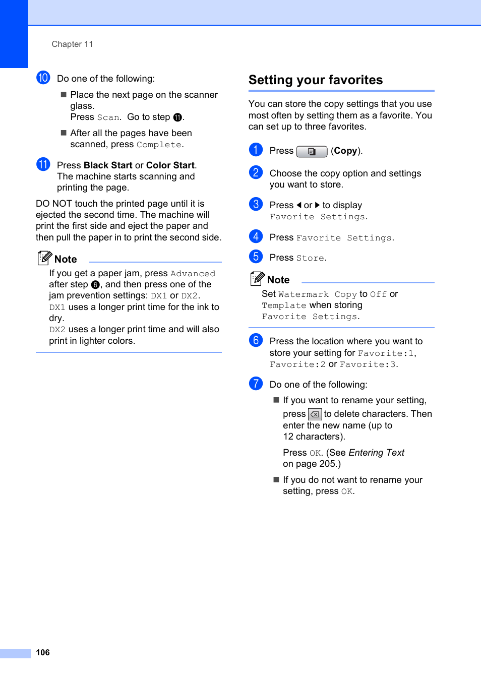 Setting your favorites | Brother MFC 6890CDW User Manual | Page 122 / 248