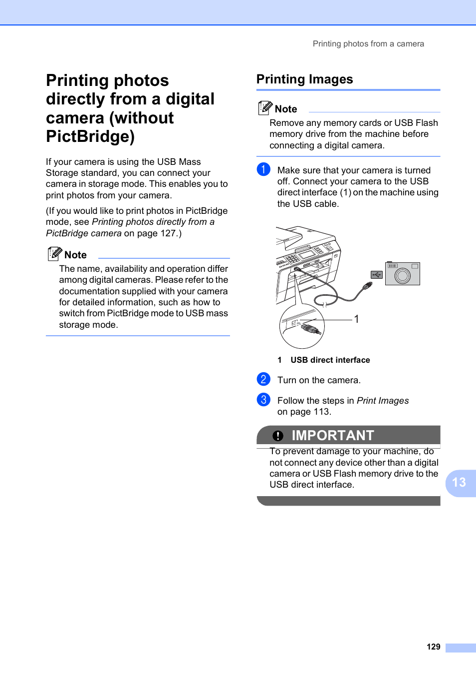 Printing images, Important | Brother MFC 6890CDW User Manual | Page 145 / 248