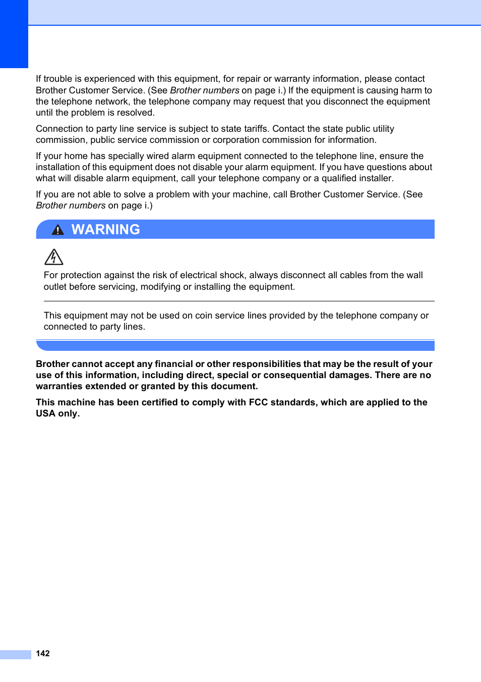 Warning | Brother MFC 6890CDW User Manual | Page 158 / 248
